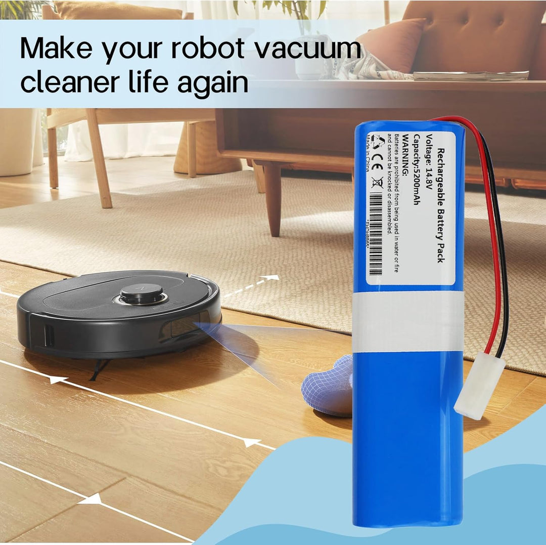 K KYUER D093-4S2P Staubsauger Akku für ROEMO SYB2,SYB2 Pro Robot Vacuum Cleaner 14.8V 5200mAh Robote