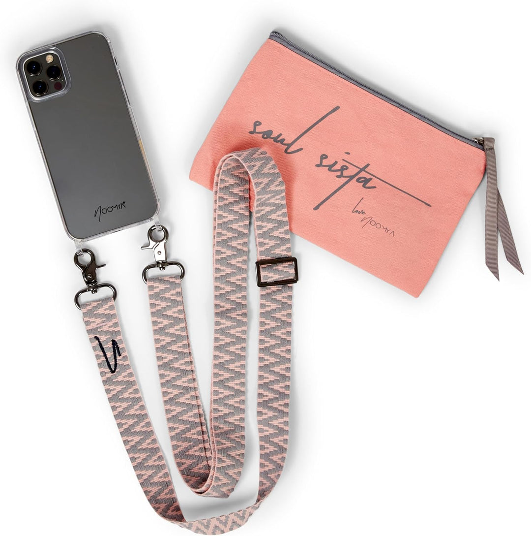 NOOMYA® Premium Fashion Handykette | Set Handyhülle iPhone 13 & Handyband Sweet Grey | Handygurt zum