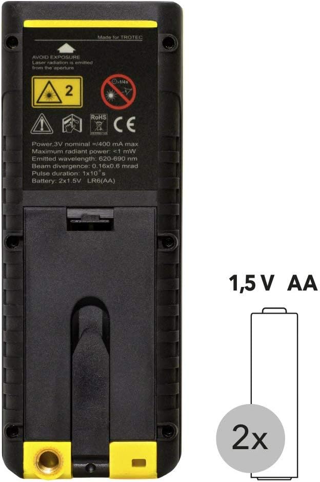 TROTEC Laser Entfernungsmesser BD26 – Digitales Messgerät Entfernung – Reichweite bis 120 m, 90°-Nei