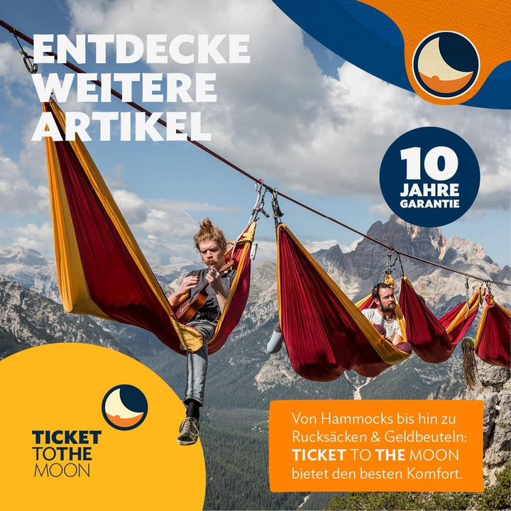 Ticket to the Moon Fallschirmhängematte King Size - Braun | Hängematte Outdoor mit 320 x 230 cm &amp; nu