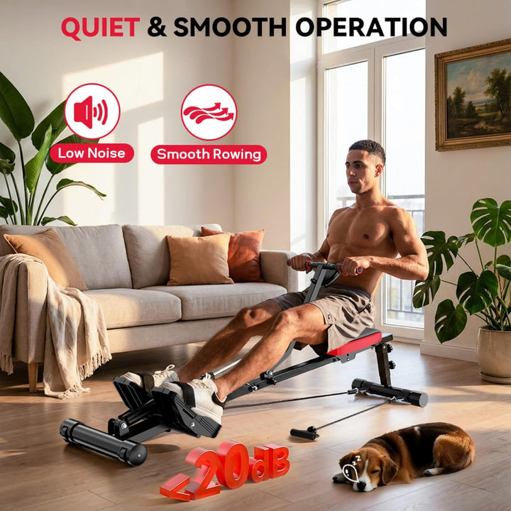 Rudergerät für Zuhause Hydraulisch Rowing Machines, 12 Widerstandsstufen, 180KG Belastbarkeit, Ganzk