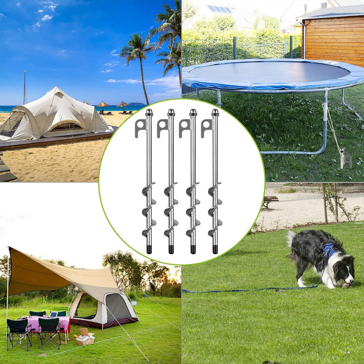 30,5 cm Bodenanker, 4 Stück robuste Zeltheringe, wiederverwendbar, für Campingzelte, Trampoline, Sch