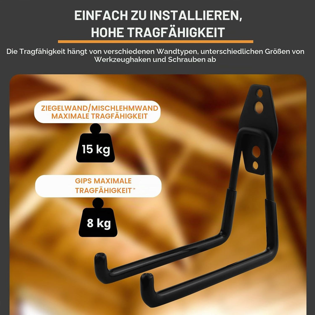 CHRI 4 Stück Wandhaken Garage Schwerlast Garagenhaken Wandhaken Klein(68mm)/Mittel(130mm)/Gross(188m