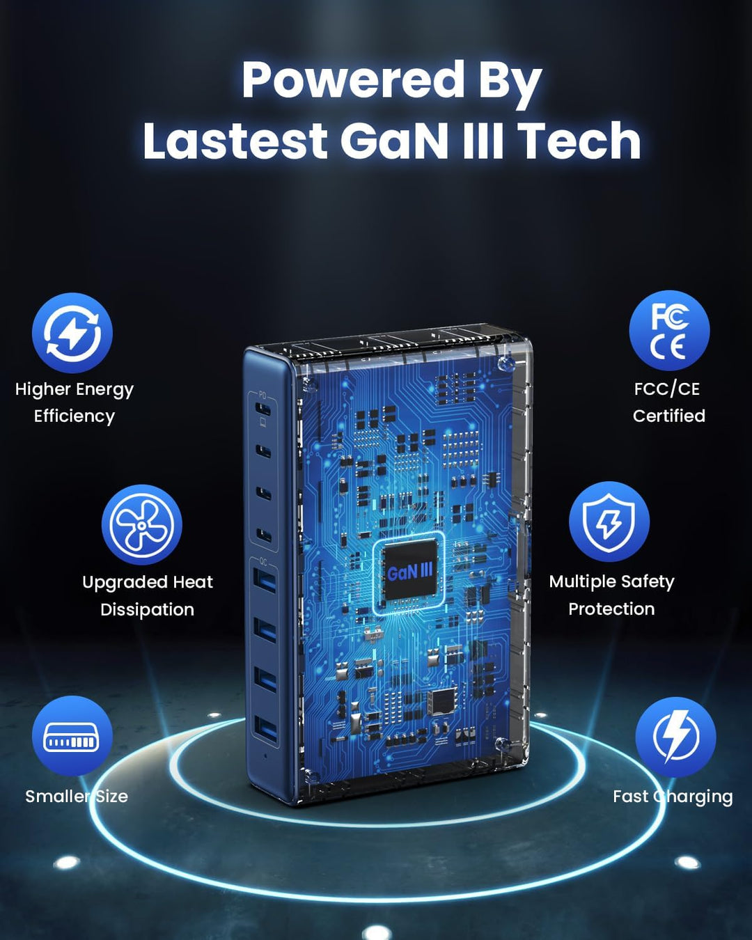 200W USB C Ladegerät Mehrfach, 8-in-1 GaN III USB C Netzteil Schnellladegerät mit QC4.0 USB-A, PPS P