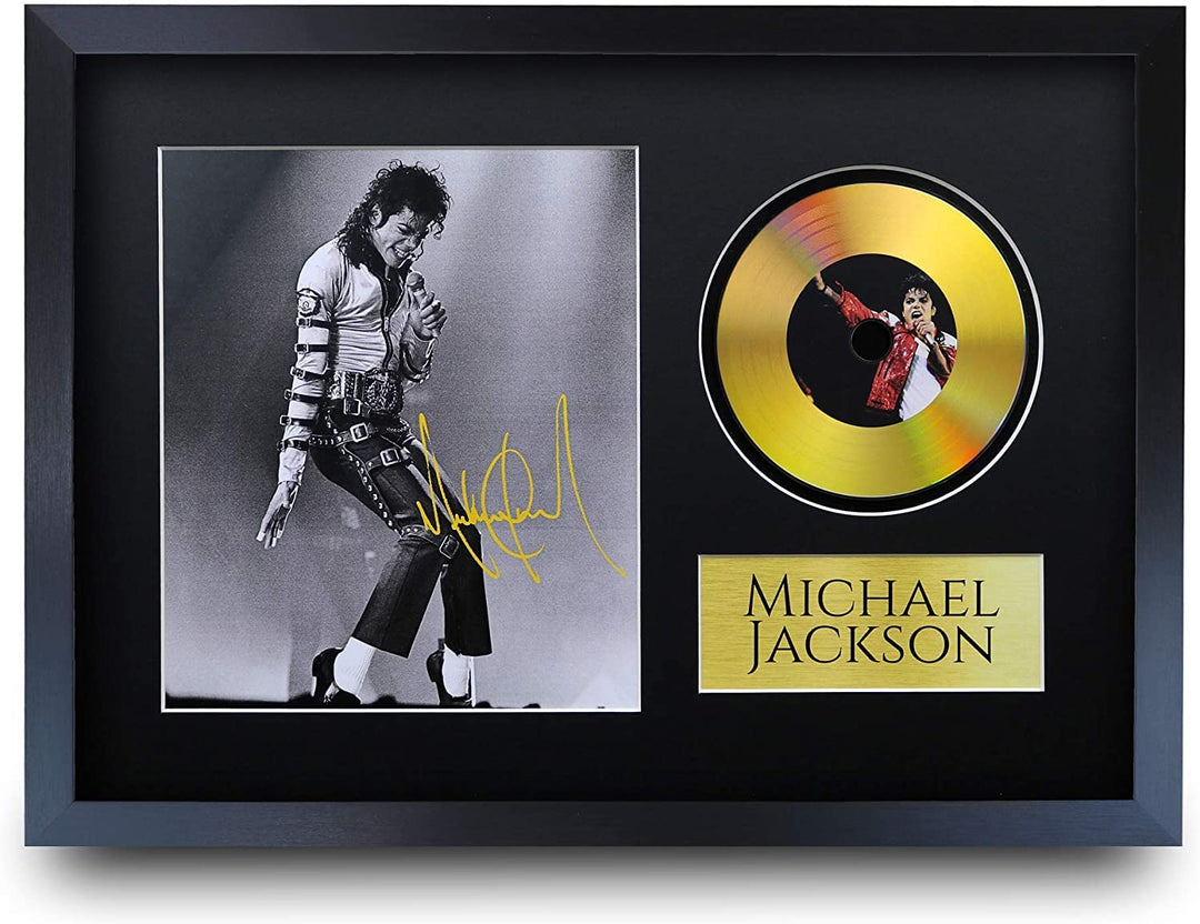 HWC Trading A3 FR Michael Jackson MJ King of Pop Geschenke Autogramme Bild mit einem Gold-Disk-Image