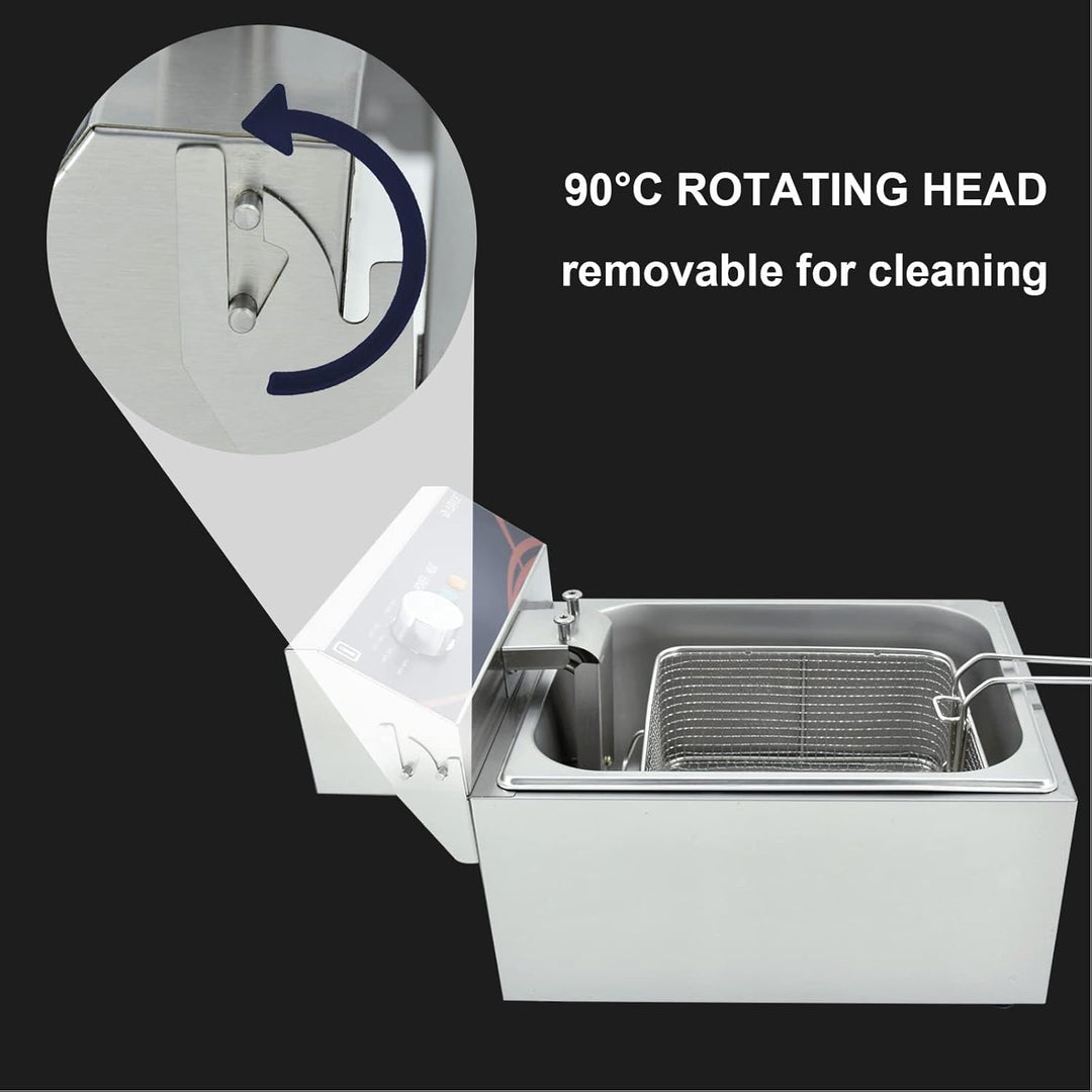 6L Gastro Friteuse mit Einzeltank & Deckel Fritteuse mit Fett 3000W, Edelstahl Elektrische Friteuse