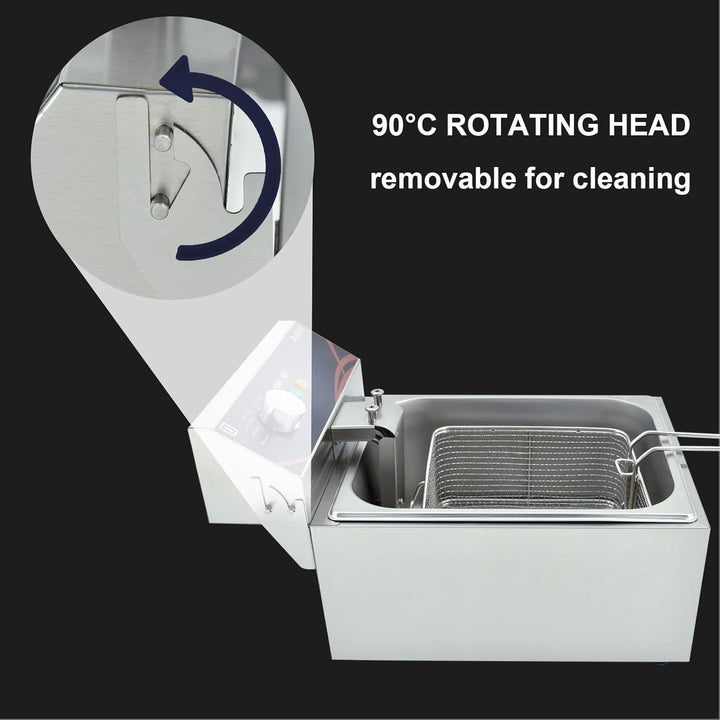 6L Gastro Friteuse mit Einzeltank & Deckel Fritteuse mit Fett 3000W, Edelstahl Elektrische Friteuse