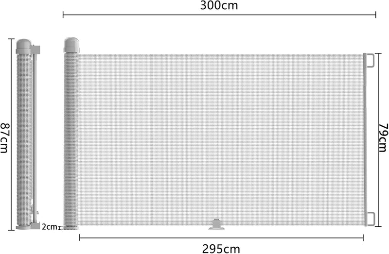 YRHome Türschutzgitter Ausziehbar 0-300cm Baby Treppenschutzgitter Treppenschutzrollo Roll für Babys