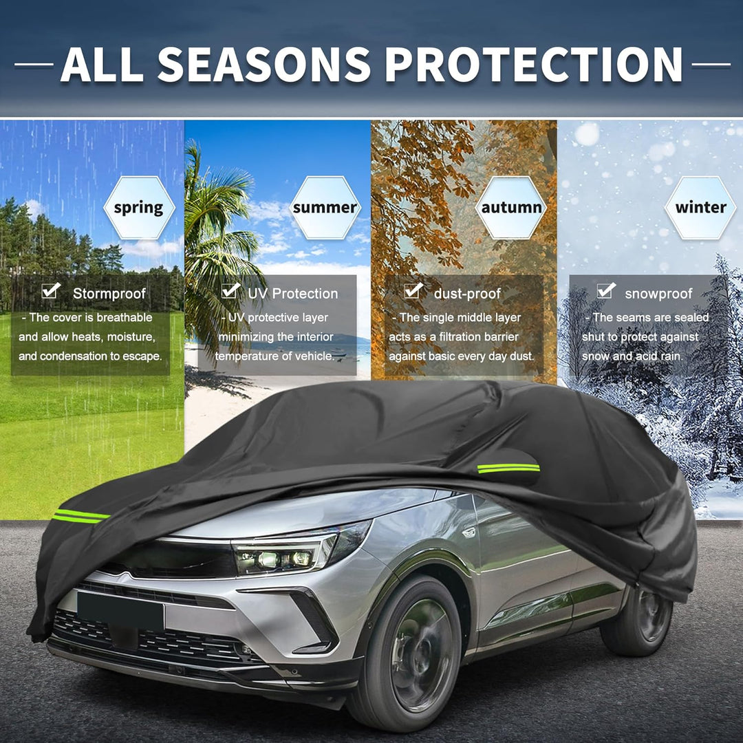 A ABSOPRO Autoabdeckung für Opel Grandland X 2017-2024 210D-PU Outdoor Vollabdeckung Ganzjahres-Wass