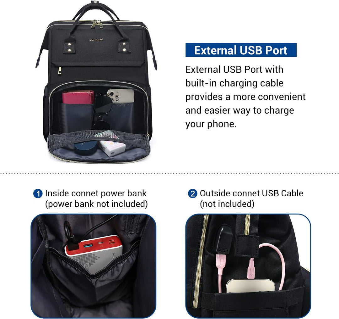 LOVEVOOK Rucksack Damen, Wasserdicht Laptoprucksack 15,6 Zoll Gross Backpack Schulrucksack Tasche Mä