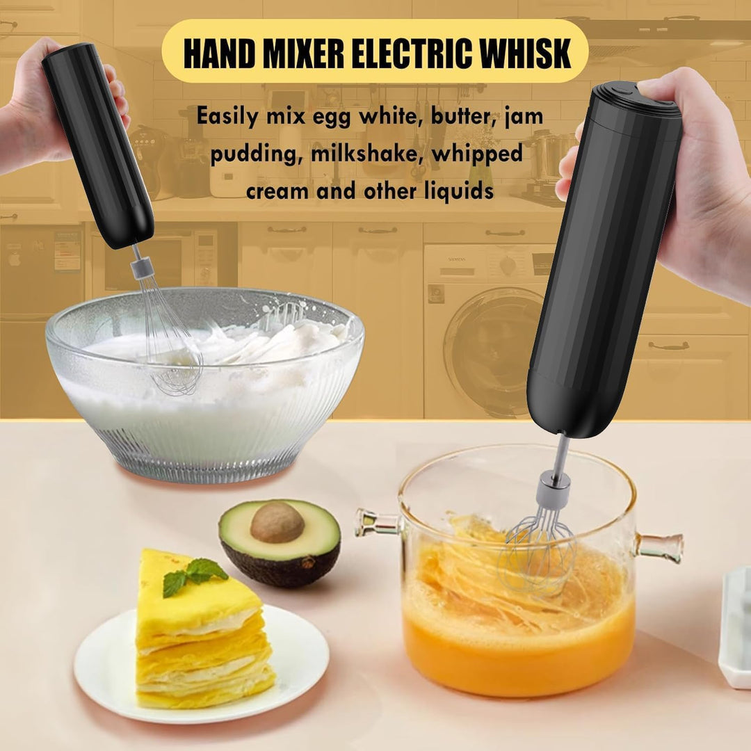 3-in-1 Elektrischer Schneebesen, PowCube Handmixer, Kleiner Kabelloser Stabmixer, Mini Zwiebelhacker
