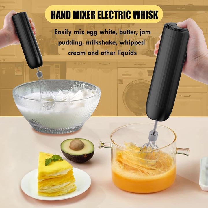 3-in-1 Elektrischer Schneebesen, PowCube Handmixer, Kleiner Kabelloser Stabmixer, Mini Zwiebelhacker