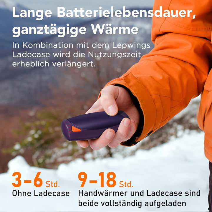Lepwings Handwärmer Elektrisch 2er-Pack mit Ladecase, 14.000 mAh, Wiederverwendbare Taschenwärmer, B