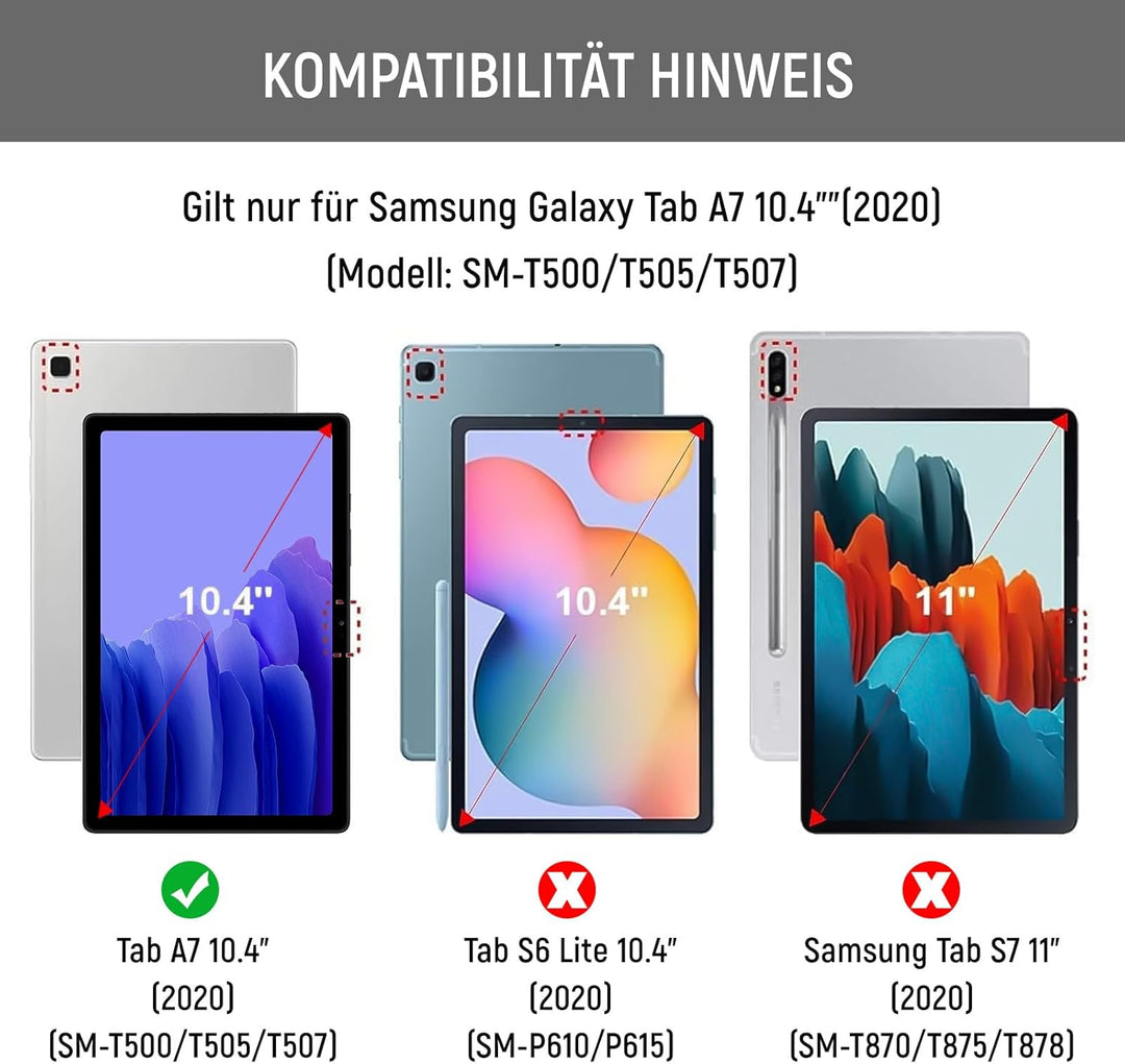 Lielax Tastatur Hülle für Samsung Galaxy Tab A7 10.4 Zoll 2022/2020(QWERTZ Layout), Magnetisch Abneh