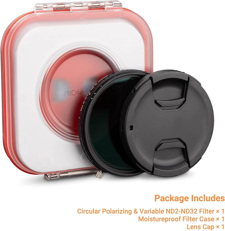 PROfezzion 67mm Variabler ND CPL Filter 2 in 1 ND2-ND32 5 Hard Stop VND Filter mit Zirkularem Polari