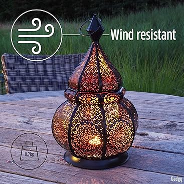 Gadgy Orientalische Lampe Metall | Marokkanisches Windlicht mit Schatteneffekt | Orientalische Deko