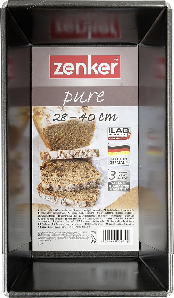 Zenker Universal-Brotbackform ausziehbar 28-40 cm PURE, Königskuchenform mit Antihaftbeschichtung, h