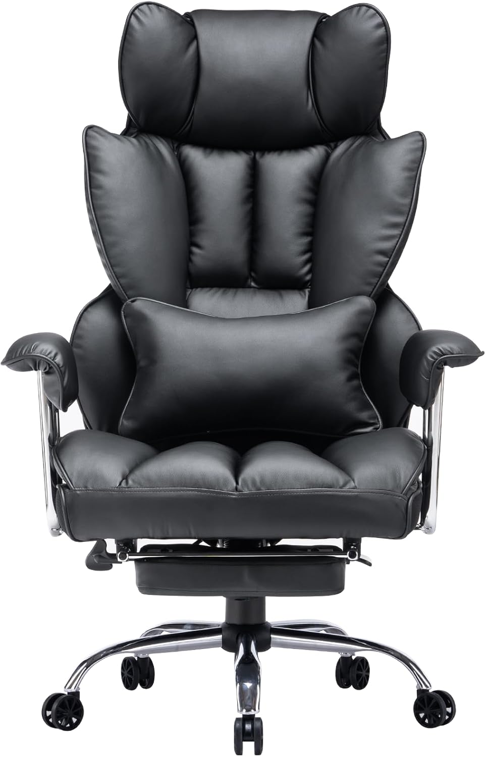 Efomao bürostuhl, PU Leder bürostuhl ergonomisch, Chefsessel mit Lendenwirbelstütze und hoher Rücken
