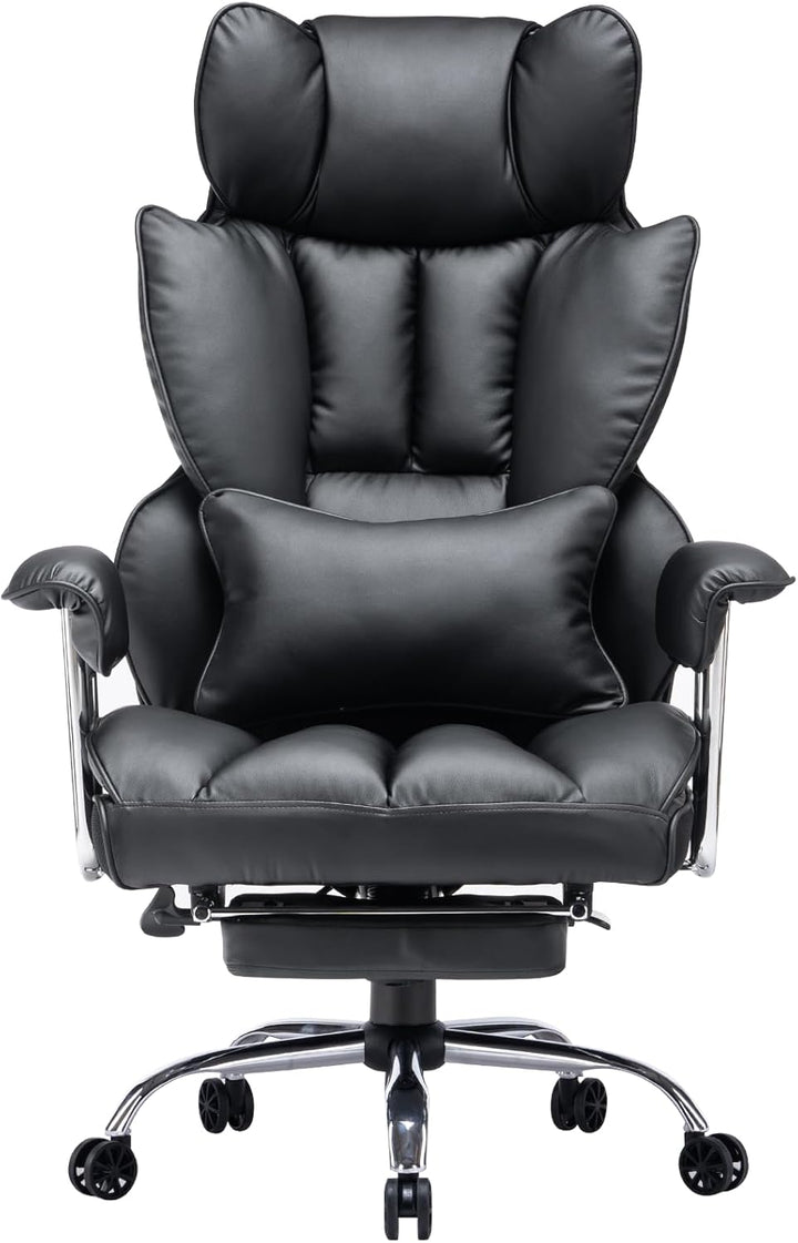 Efomao bürostuhl, PU Leder bürostuhl ergonomisch, Chefsessel mit Lendenwirbelstütze und hoher Rücken