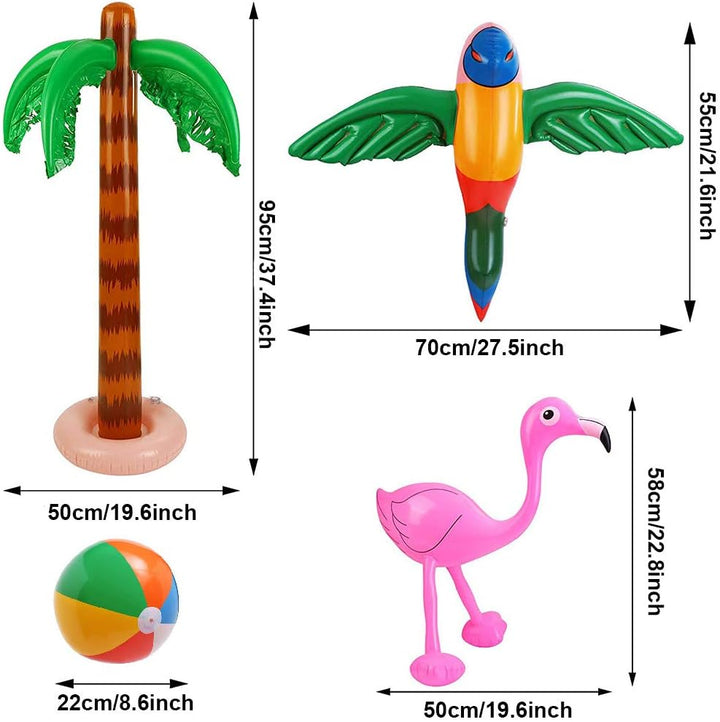Evance 14 Stücke Aufblasbare Palmen Flamingo Spielzeug Aufblasbare Bananenstrandbälle Fliegen Papage