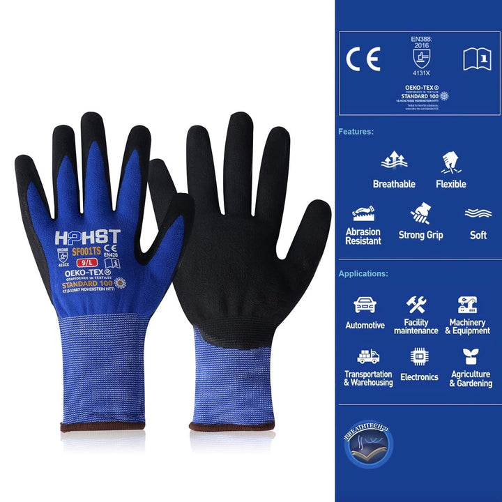 HPHST Arbeitshandschuhe SF001TS Handschuhe Montagehandschuhe für Damen und Herren Gloves Ergonomisch