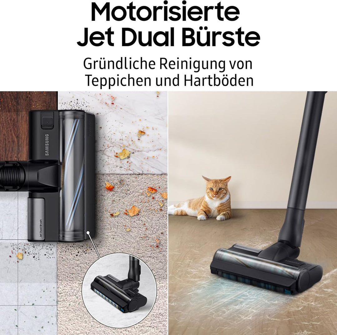 Samsung Jet 95 Akku+ PetPRO Akku-Staubsauger, 210 W, Inkl. Ersatz-Akku, freistehender Ladestation Z-