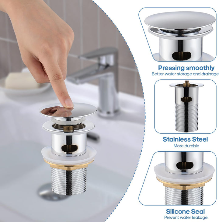 Decaura Waschtischarmatur mit G1' 1/4 pop-up Ablauf, Messing Wasserhahn Bad mit Auslauf Höhe 94 mm,