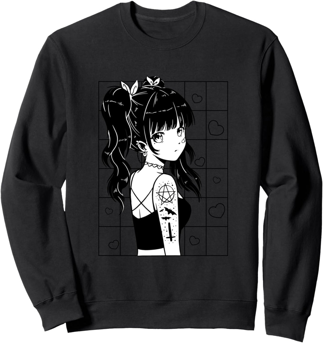 Anime Gothic Girl, Goth Mädchen Sweatshirt