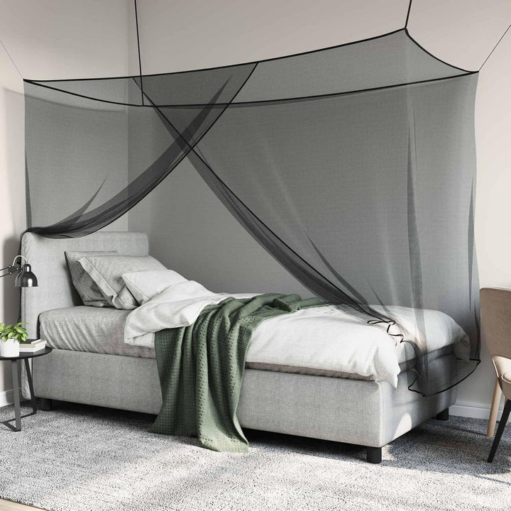 Moskito-Netz für Bett Schwarz aus Polyester 156 Maschen, 220 x 120 x 150 cm, mit genähter Öffnung, I