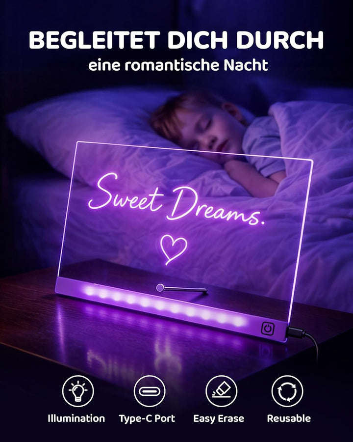 KOKODI LED Zeichentafel für Kinder, leuchtendes Malbrett 37x27 cm mit 7 Stiften, USB-C, kreatives Le