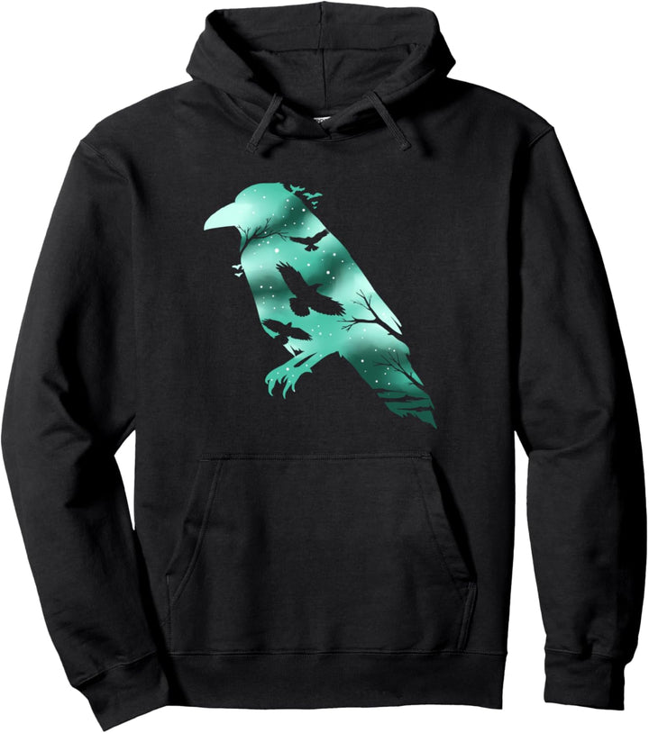 Odin Schwarze Krähe Geschenk Wikinger Rabe Silhouette Pullover Hoodie