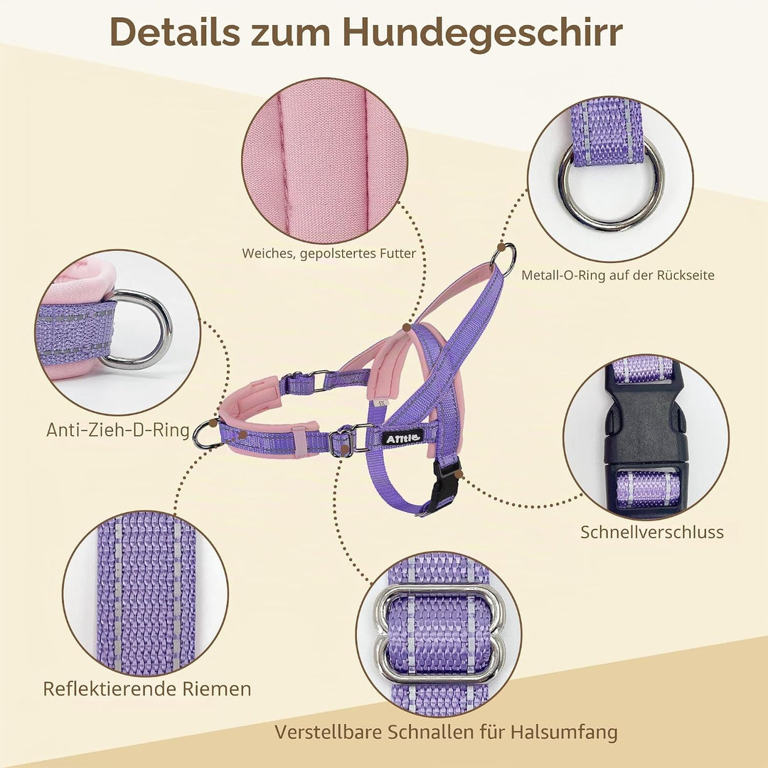 AIITLE Verbessertes, verstellbares Hundegeschirr für Hals und Brust, kein Ziehen, Haustiergeschirr m