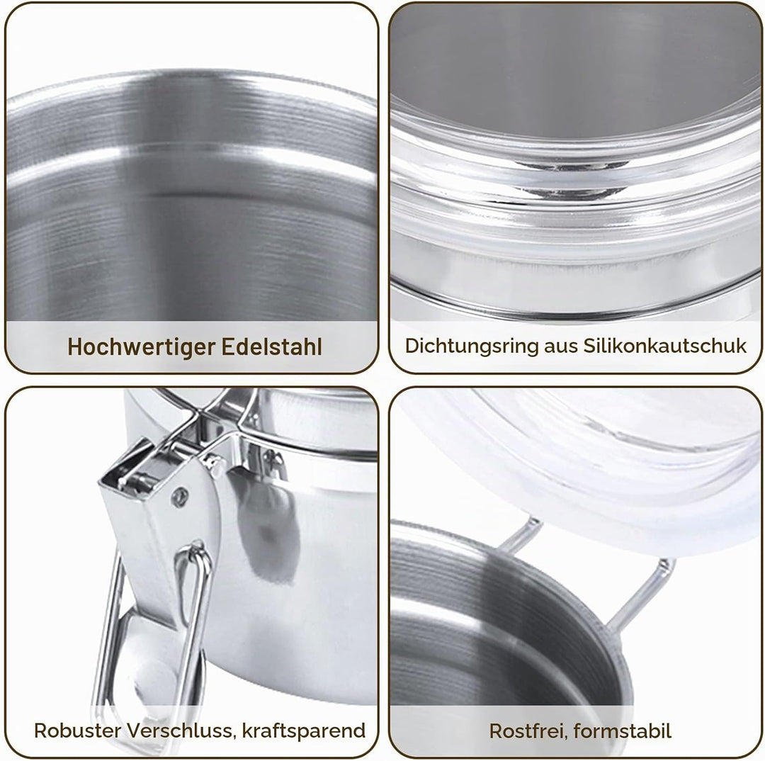 HERCHR Kaffeedose Luftdicht, Teedose Vorratsdose Kaffeebehälter Aus Edelstahl Mit Deckel, Kapazität