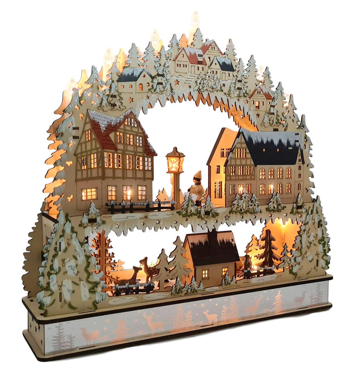 Wichtelstube-Kollektion XXL Schwibbogen mit Podest + LED Beleuchtung, Lichterbogen mit Erhöhung, Sch