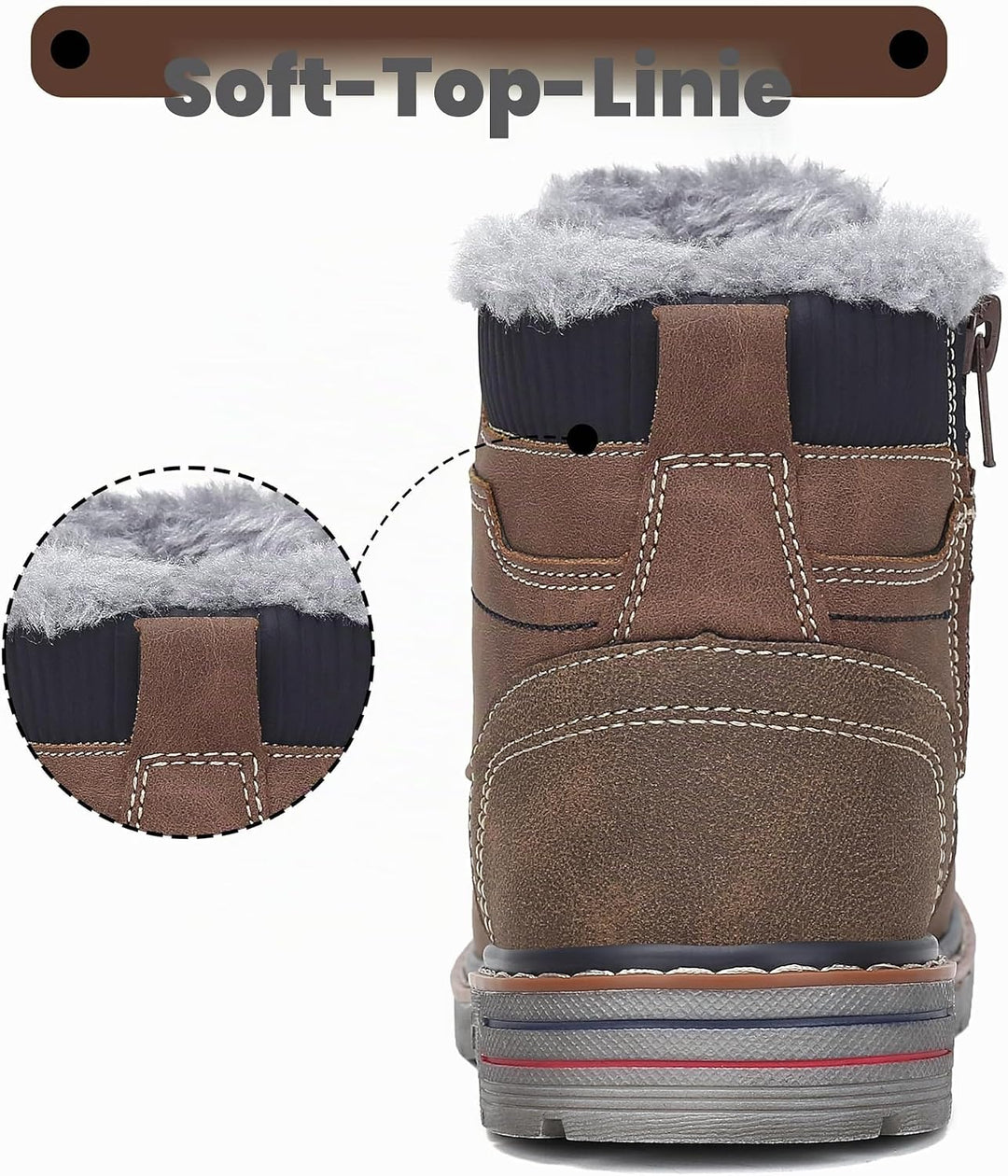 Mishansha Kinder Schnürstiefel Warme Gefüttert Winterschuhe für Jungen Mädchen Gr.24-38 24 EU Braun,
