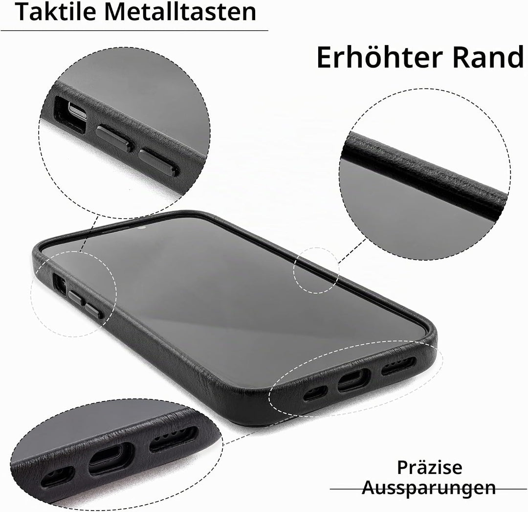Dockem Echtleder Hülle für iPhone 13 Pro mit Kartenfachen und Integrierter Metallplatte zur Magnetis