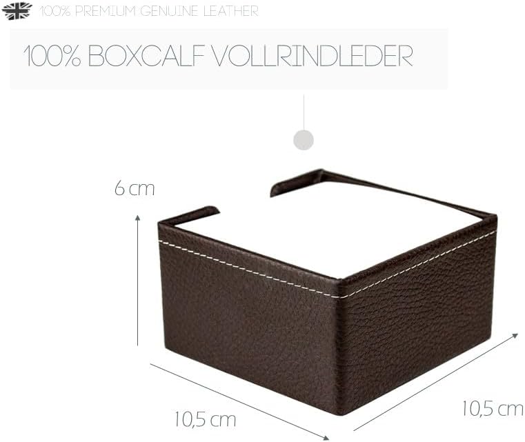 DELMON VARONE - Zettelkasten Premium Leder Soft Grain braun - Zettelbox inkl. 500 Blatt Papier, Noti
