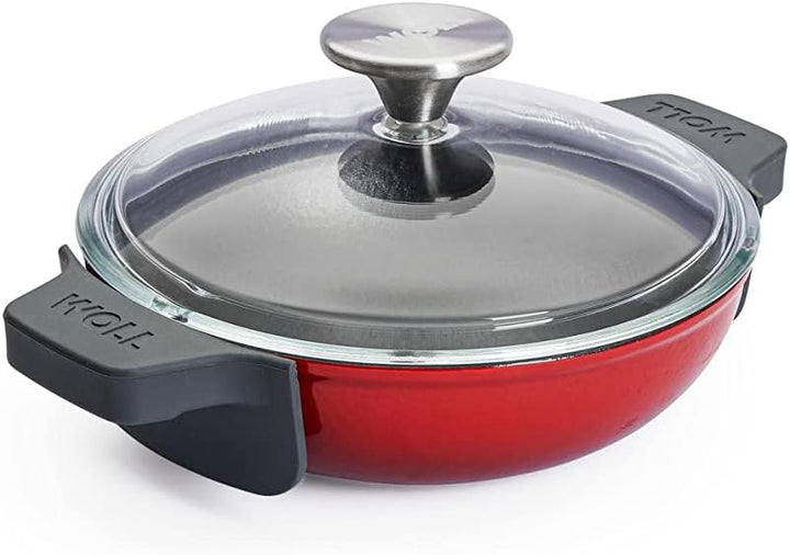 Woll Iron Servierpfanne mit Deckel und Silikongriffen - Induktiv -, Ø 18 cm, 5,5 cm hoch - Geeignet