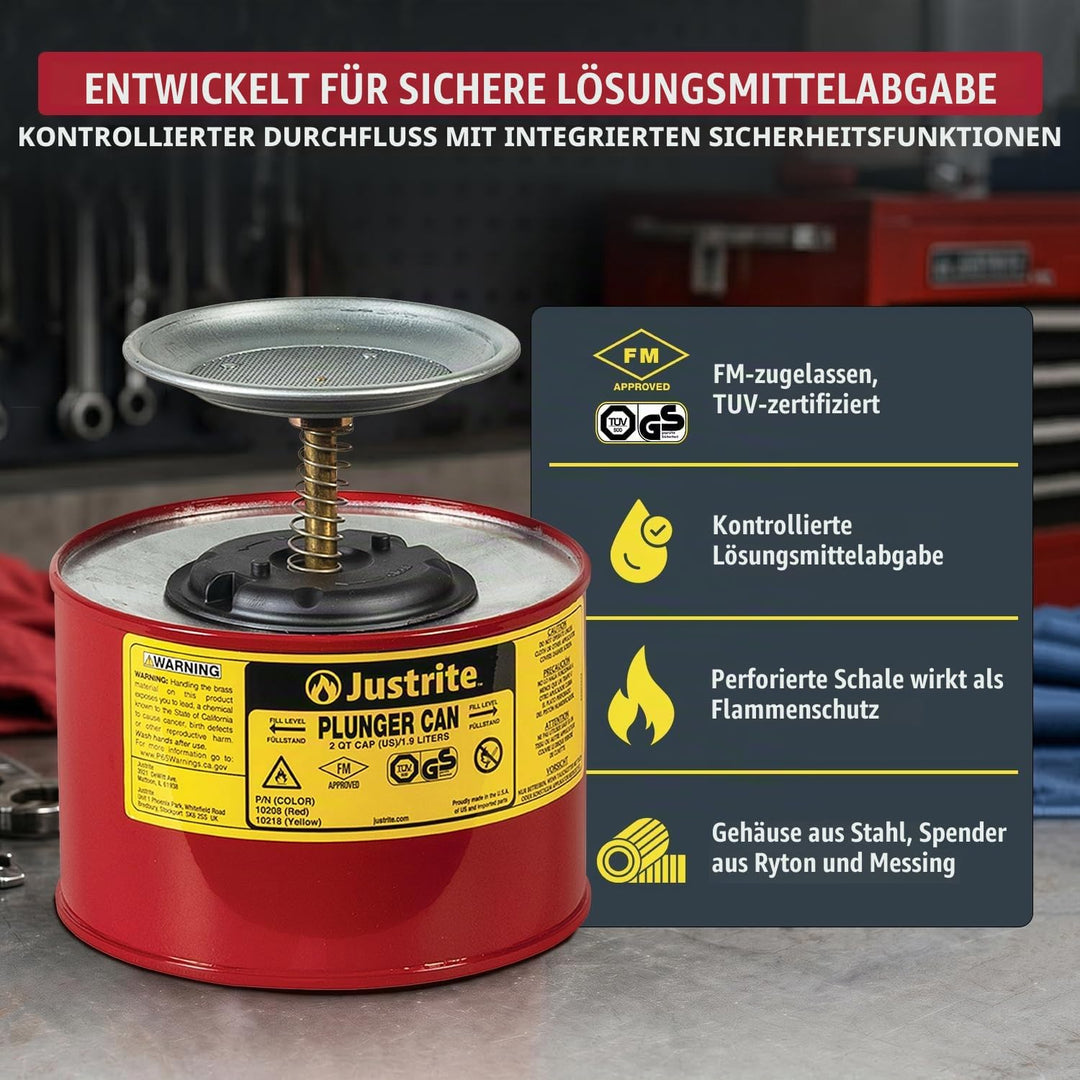 Justrite 10208 Sparanfeuchter 2L 18.4cm x 20cm Rot