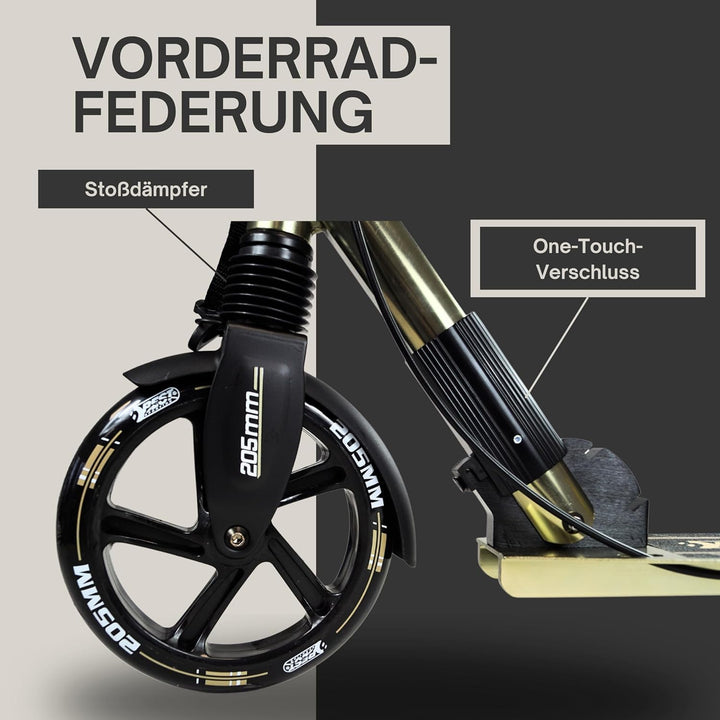 Best Sporting High End Scooter Erwachsene I klappbarer Roller mit Ständer, Handbremse, Klingel und T