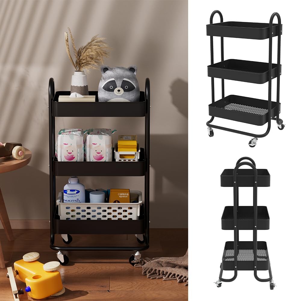 Vicco Rollcontainer Tron, Schwarz, 45.9 x 78.7 cm, mit Rollen für Flexible Nutzung und einfache Stan