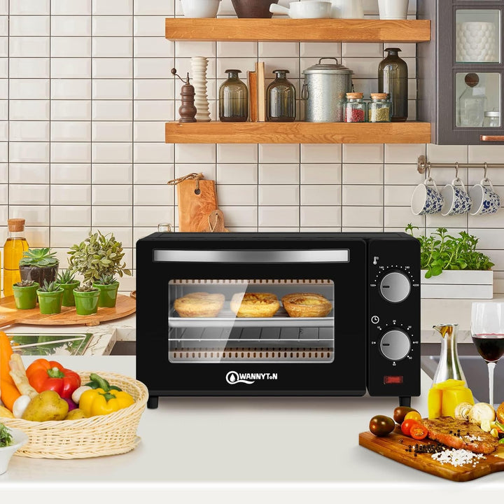 WANNYTON Minibackofen, Backofen 10 L, 650 Watt, 100-230 °C Timer 0-60 Min. inkl. Backblech Grillrost