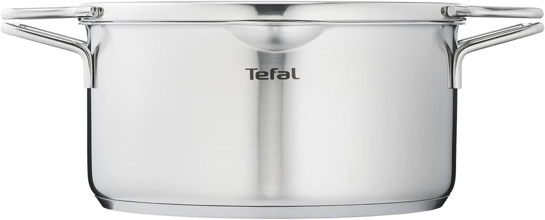 Tefal Nordica H852S655 Kochtopf, 6-teilig, 18/20/24 cm, Edelstahl + Glasdeckel, Ausgiesser, einfache