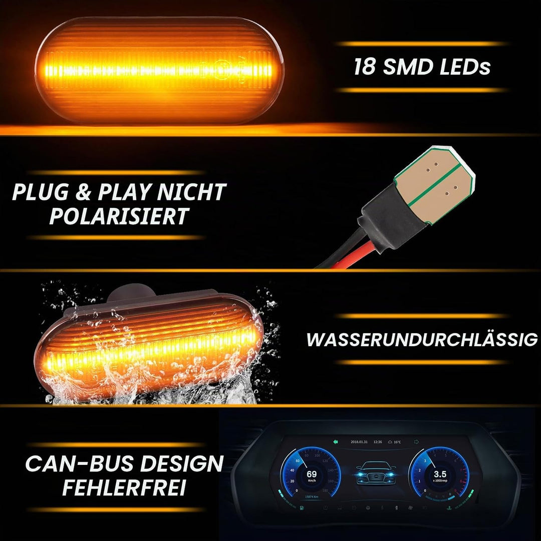 OZ-LAMPE Blinker Seitenblinker für VW Golf Mk3 Mk4 Bora Beetle Polo Jetta Sharan Lupo Multivan Trans