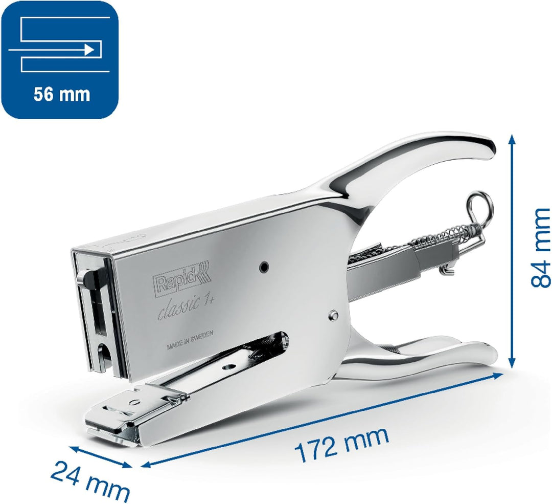 Rapid 10510602 Heftzange K1, Metall, 50 Blatt, Heftklammerntyp 26, chrom Chrom chrome, Chrom chrome
