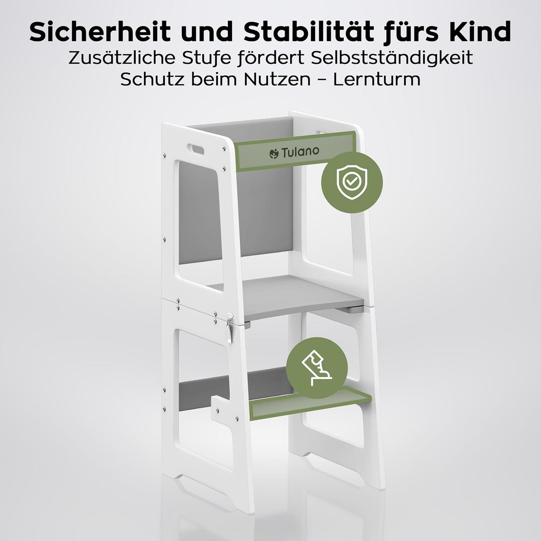 Tulano Mooby 35 Lernturm 3 in 1 für Kinder ab 1 Jahr – Montessori Kitchen Helper umbaubar zu Tisch m