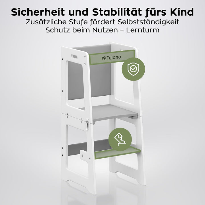 Tulano Mooby 35 Lernturm 3 in 1 für Kinder ab 1 Jahr – Montessori Kitchen Helper umbaubar zu Tisch m