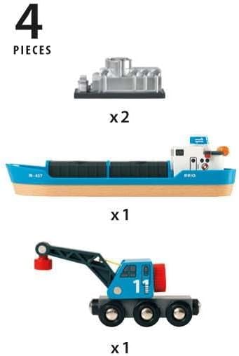 BRIO 33534 - Containerschiff mit Kranwagen Single, Single