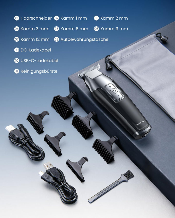 RENPHO Haarschneidemaschine, Barttrimmer Herren mit Scharfe Klingen, LED Anzeige Trimmer Herren, Lei