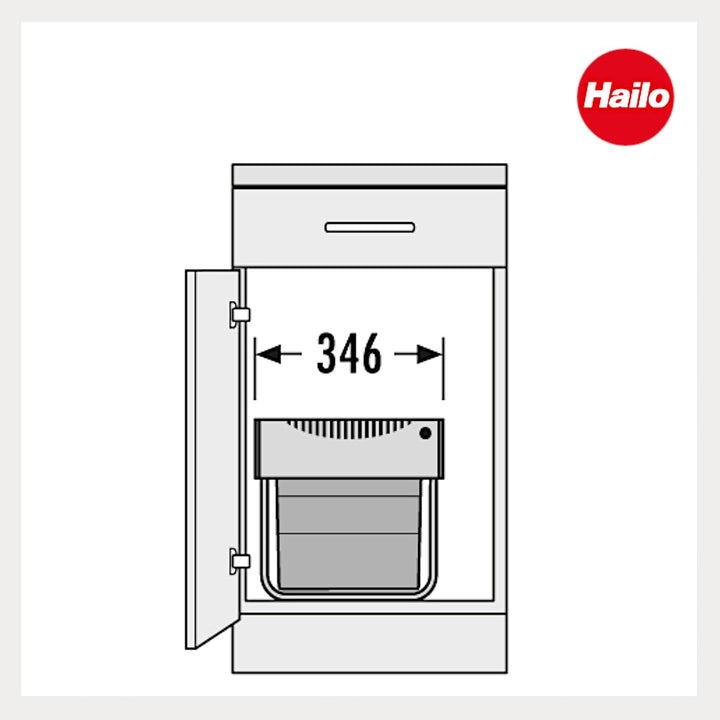 Hailo Abfallsammler 3641521 | Raumspar-Tandem 2x 18 Liter | ab 40cm Schrank mit Drehtür | 346 x 475